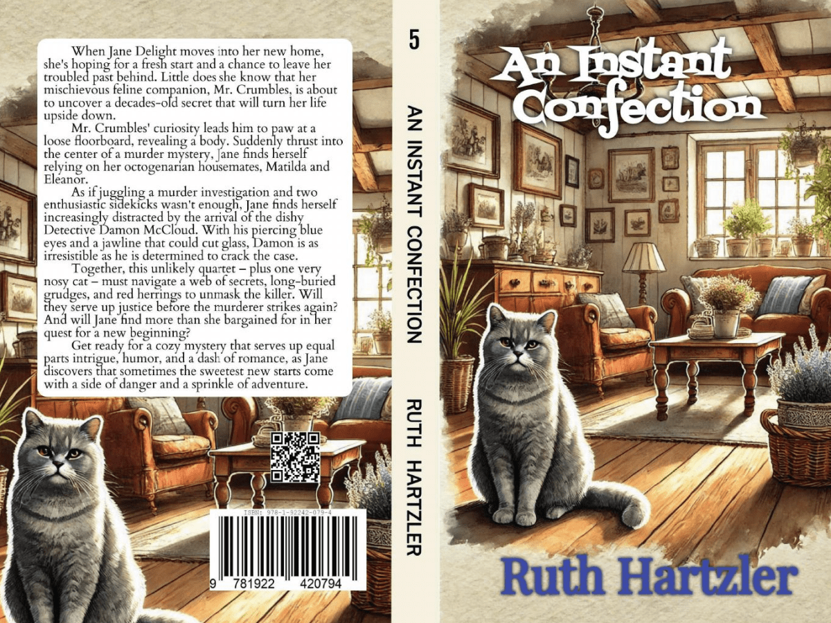 An Instant Confection PAPERBACK cozy mystery with cats