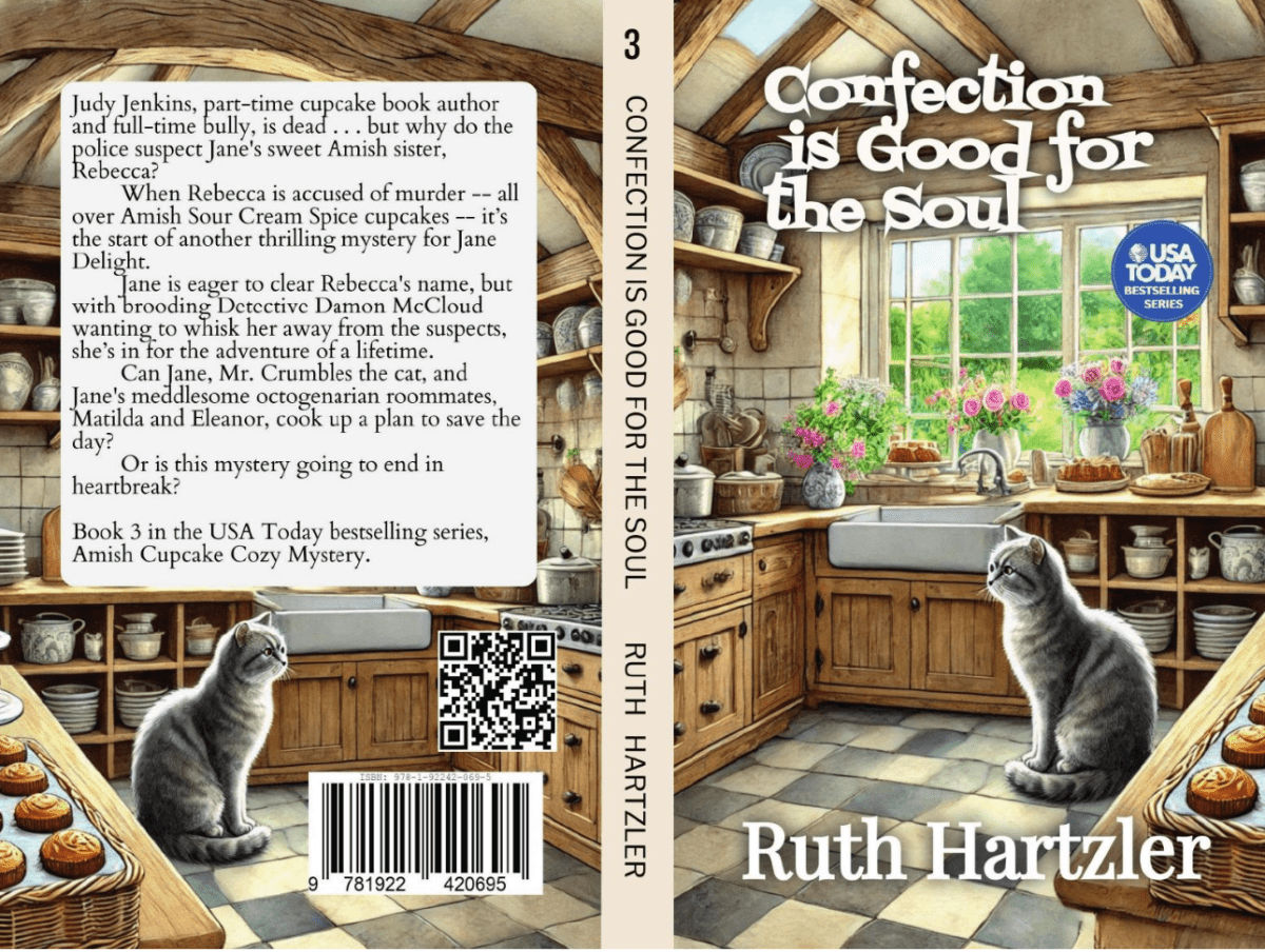 Confection is Good for the Soul PAPERBACK culinary cat cozy mystery cover