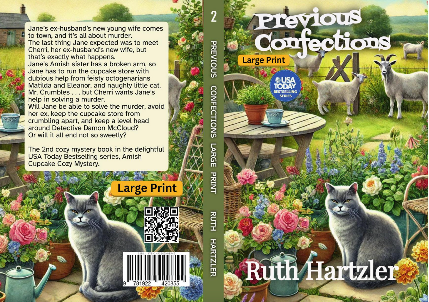 Previous Confections Large Print PAPERBACK cozy mystery cover