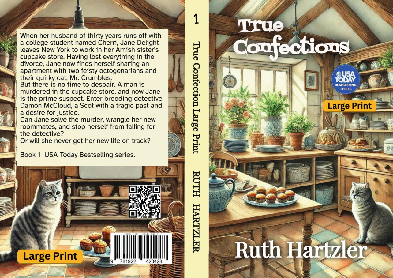 True Confections Large Print PAPERBACK cozy mystery cover