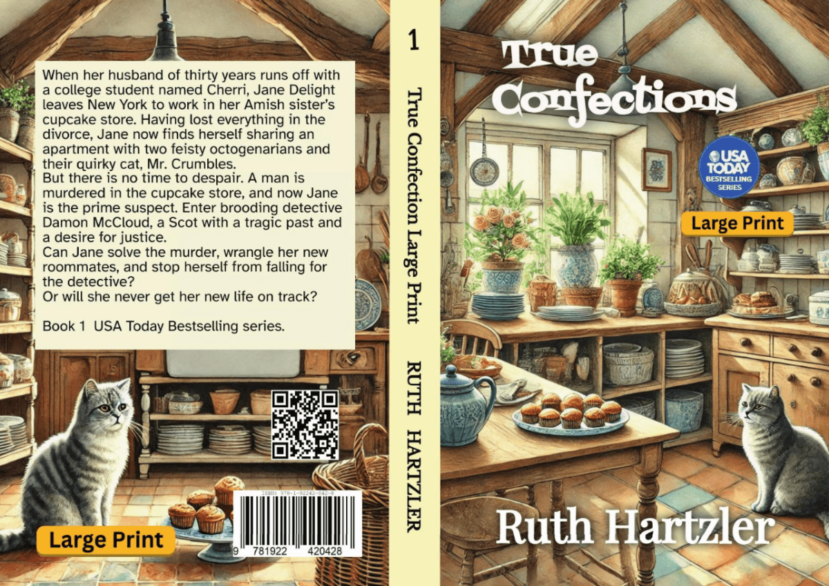 True Confections Large Print PAPERBACK cozy mystery cover